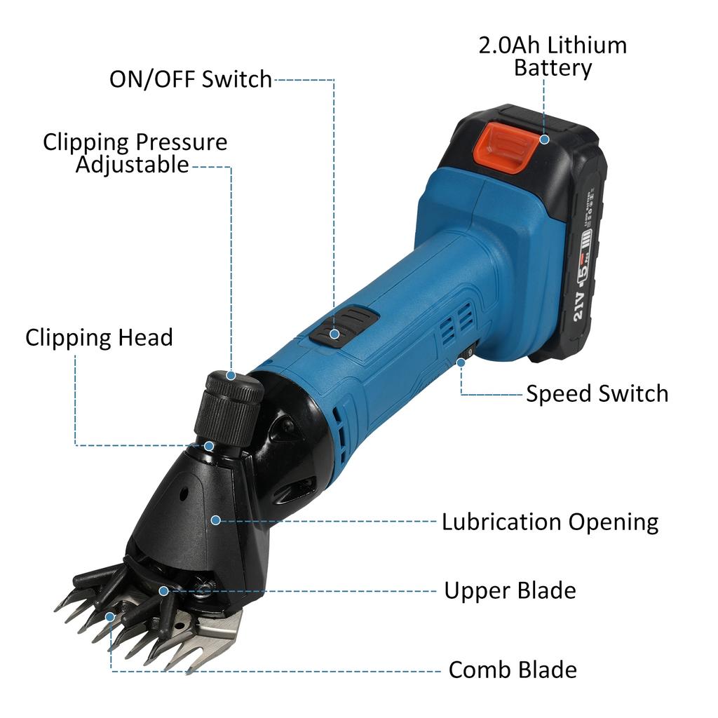 Electric Sheep Shears Animal Shearing Clippers 6-Speed Adjustable 9-Tooth Blade Powerful & Quiet Motor for Sheep Goats Livestock