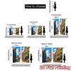Set Of 2 Flat Printing Curtains Without Rod Charming Village View Popular Print Polyester Holiday Curtain