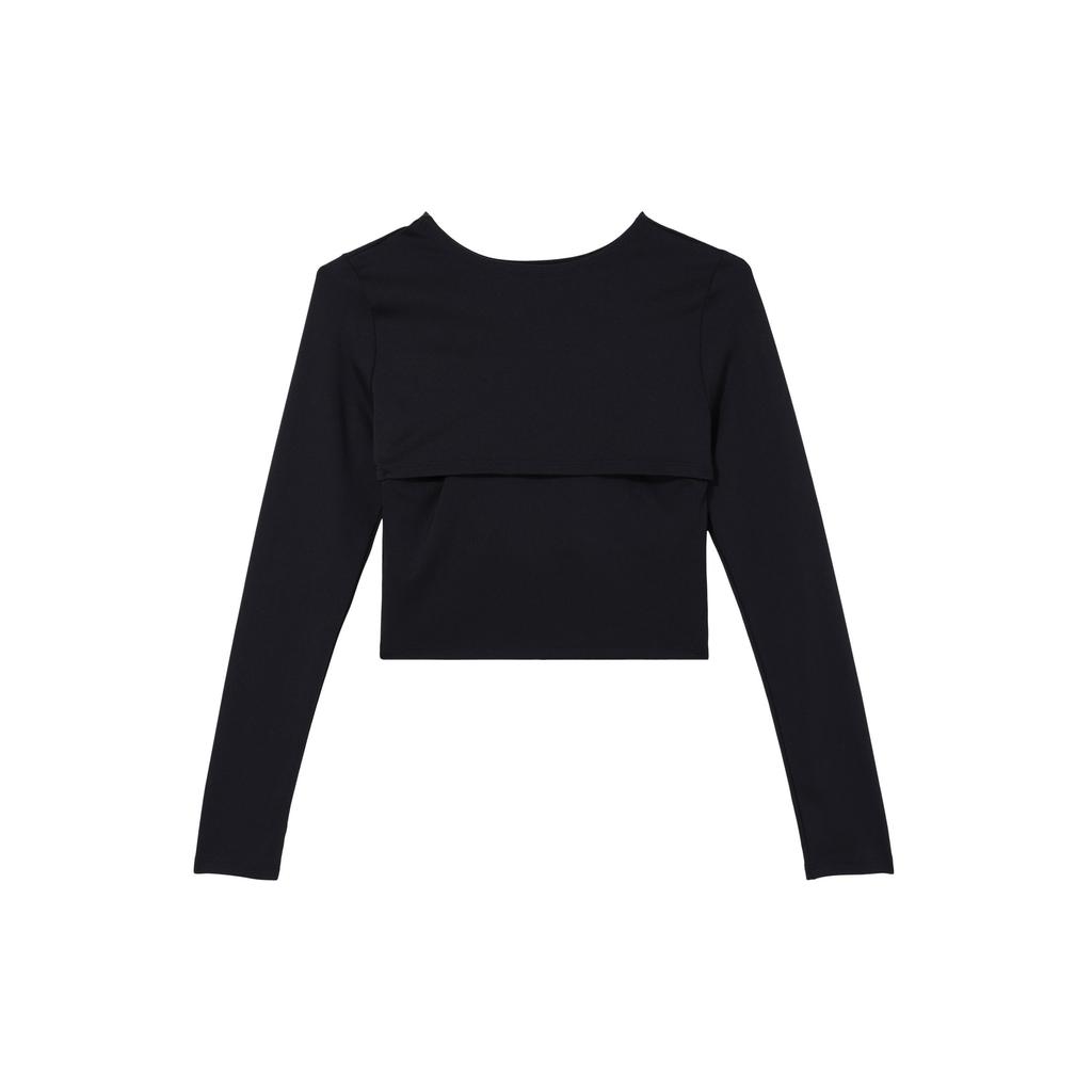 Jordan Solid Color Round Neck Two In One Sports Breathable Long Sleeve T-Shirt Women Tops Black DV1275-010
