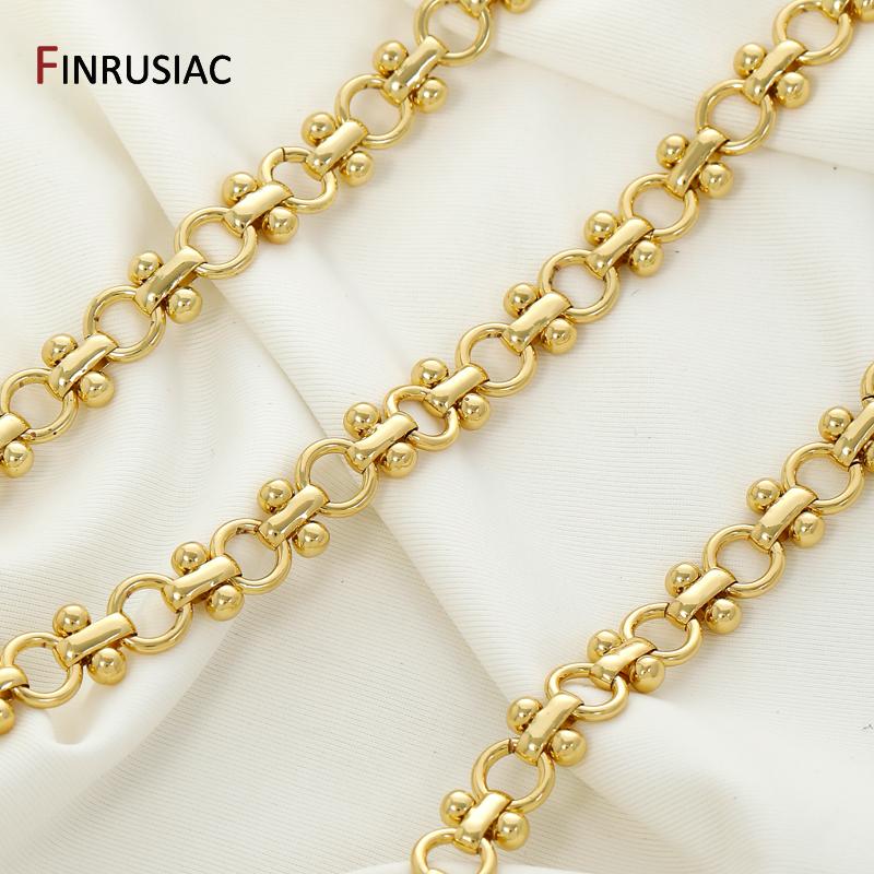 18K Gold Plated Brass Heavy Thick Chain for Jewelry,Punk Round Link Chain for DIY Necklace Bracelet Making Supplies Accessories
