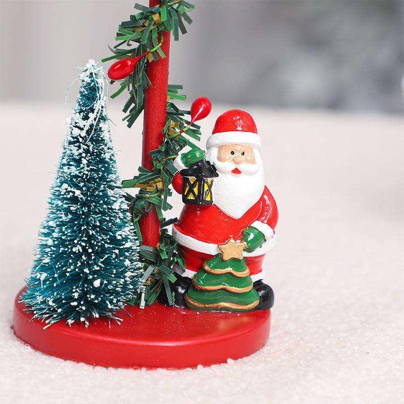 Festive Christmas Tree Candle Holder with Santa and Snowman Decorations Ideal Holiday Centerpiece for Home and Party Tabletop