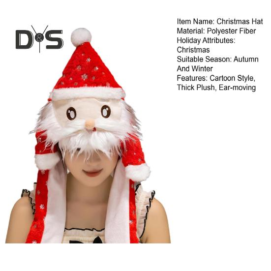 Julhatt Tecknad Älg Snögubbe Dekor Öronrörlig huvudbonad Tjock plysch Vinterhatt Semesterpresent Huvudbonader Festival Kostym rekvisita