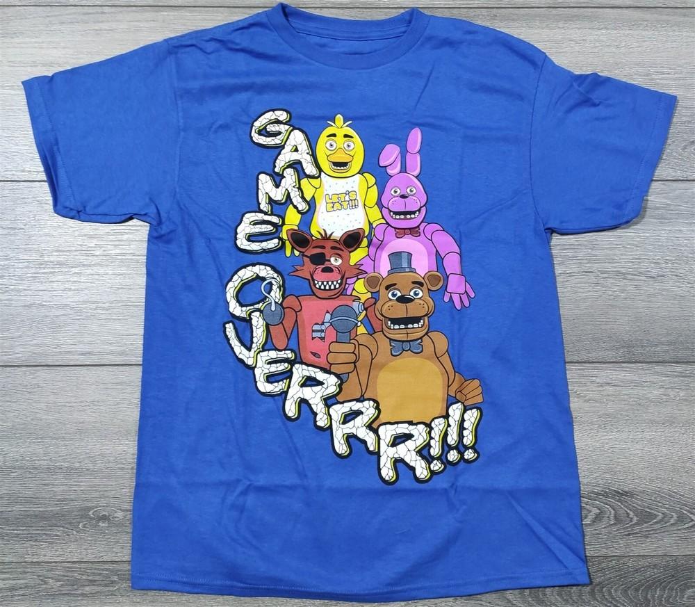 Five Nights at Freddys Shirt Boys Large Game Over Blue T-Shirt Tee Video Game Unisex T-Shirt XXXXL