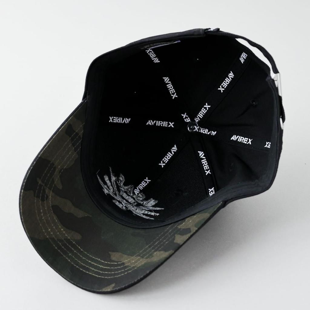 AVIREX ARMY Military Embroidered 6-Panel Low Cap Baseball Cap Hat Men's Full Cap (JP, Alphabet, Free Size, US BASE black)