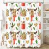 X-Mas Decor Shower Curtain with Elk Pattern Festive Red Green Christmas Print Home Decoration Waterproof Bath Curtains for Bathr