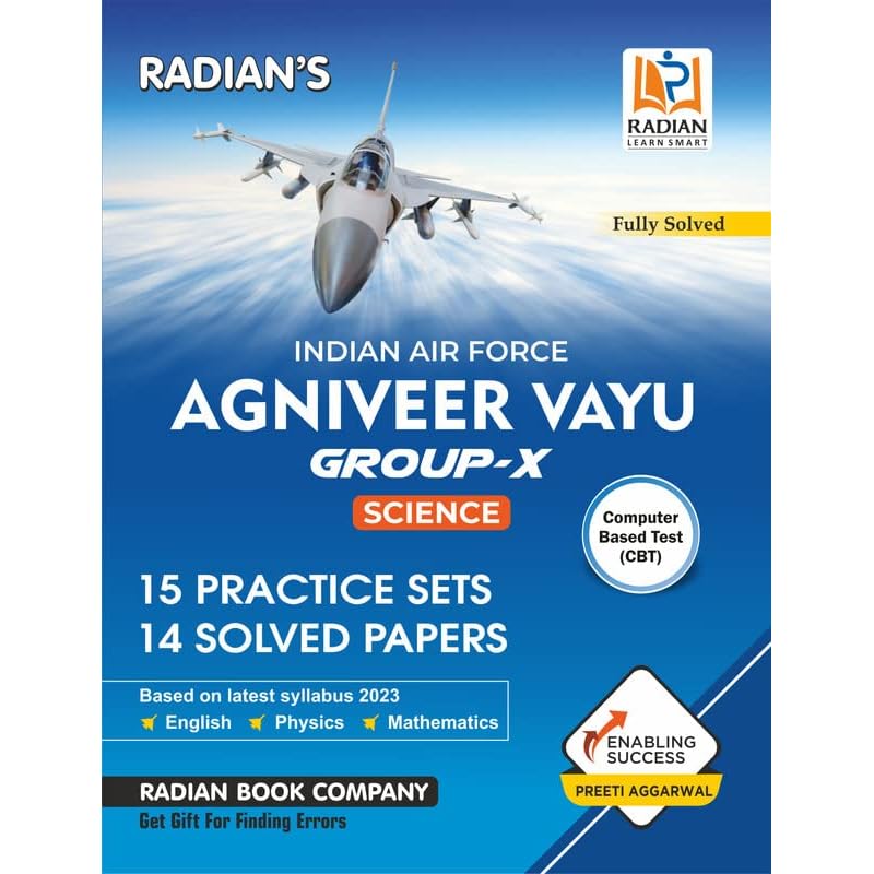 Agniveer Vayu Airmen Indian Air Force GroupX Practice Set and Previous year Solved Papers Book for Exam 2023 English, Mathematics (Maths), Physics