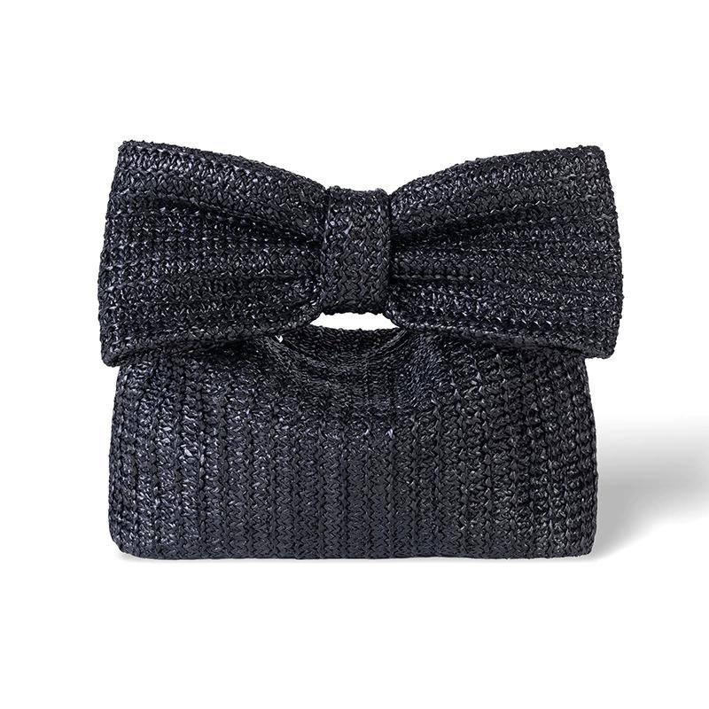 

Chic Bowknot Straw Handbag for Women Summer Stylish Design Woven Clutches Cute Purse Suitable for Daily Use Party Holiday Travel