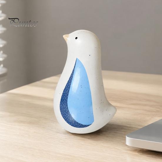 Nordic Style Blue Bird Ornament Ceramic Figurine, Decorative Ornament, Modern Minimalist Tabletop Decorations for Living Room Sculpture Bedroom Shelf