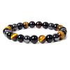 Trendy Tiger Eye Black Onyx Beaded Natural Stone Stretch Elastic Unisex Bracelet