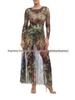 Russian One-Piece Swimsuit with Mesh Long Skirt and Sun Protection for Women
