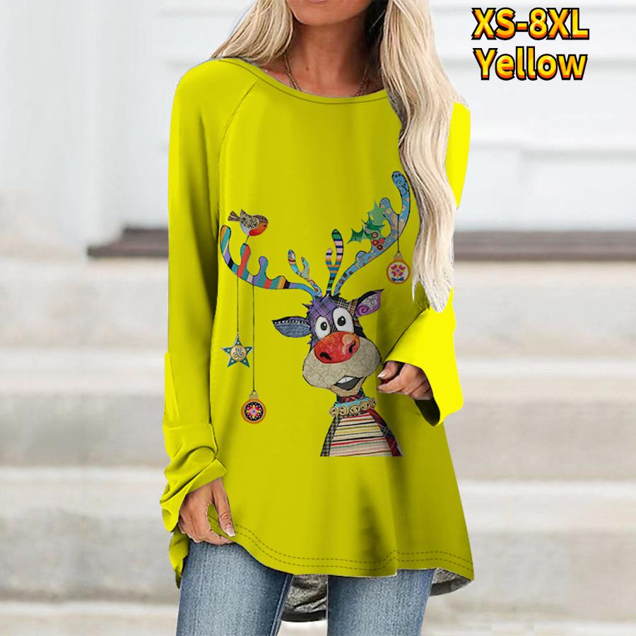 

Зимовий жіночий пуловер з круглим вирізом Модна футболка Новий дизайн Футболка з принтом Повсякденний вуличний елегантний топ Осінній вінтаж з довгими рукавами L