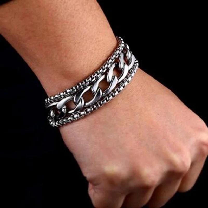 Lion head animal bracelet for men stainless steel braided chain wristband bracelet fashion hip hop jewelry