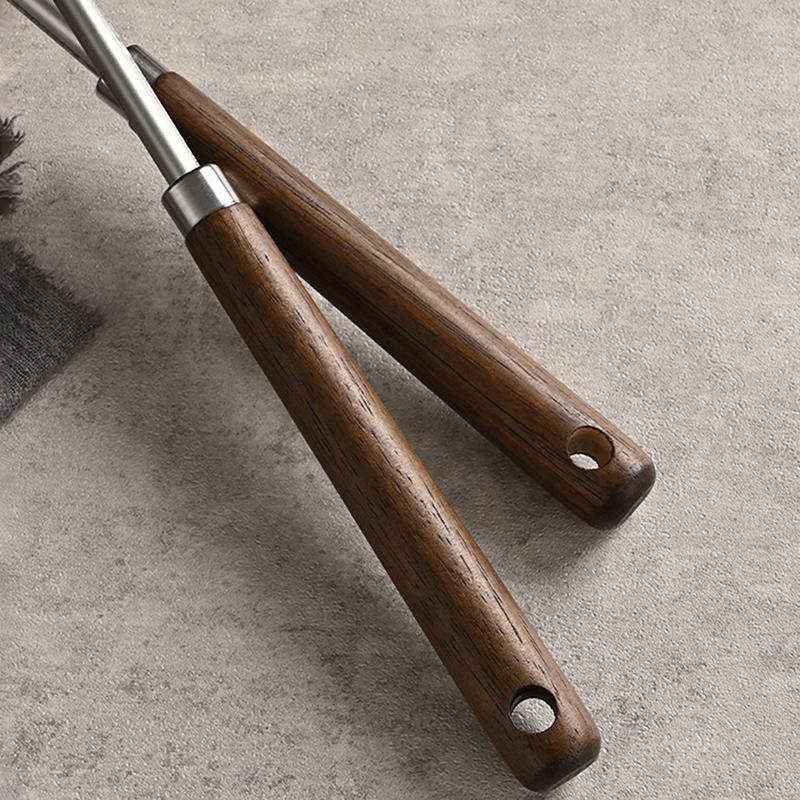 Walnut Handle Stainless Steel Spatula Chinese Cooking Shovel Chef's Mushroom Head Turners for Flipping Pancakes/Omelets