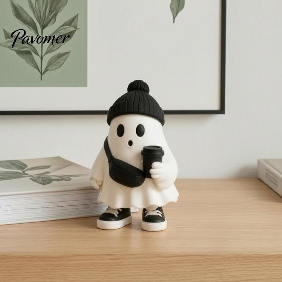 Cute Kawaii Ghost Decor for Bedroom Halloween Figurine, Resin Cartoon Desktop Ornaments, Statue Modern Minimalist Table Centerpiece with