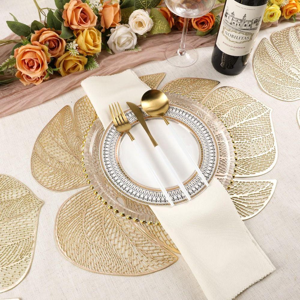 3pcs Hollow Table Mat Anti-stain Tableware Pad Dinner Table Decoration Coaster  Wedding