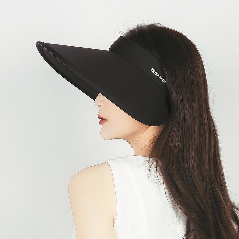 Summer Big Brim Ice Silk Hat Cycling Sun Protection Beach Hat Women's Sunshade Empty Top Hat Outdoor Foldable Cap