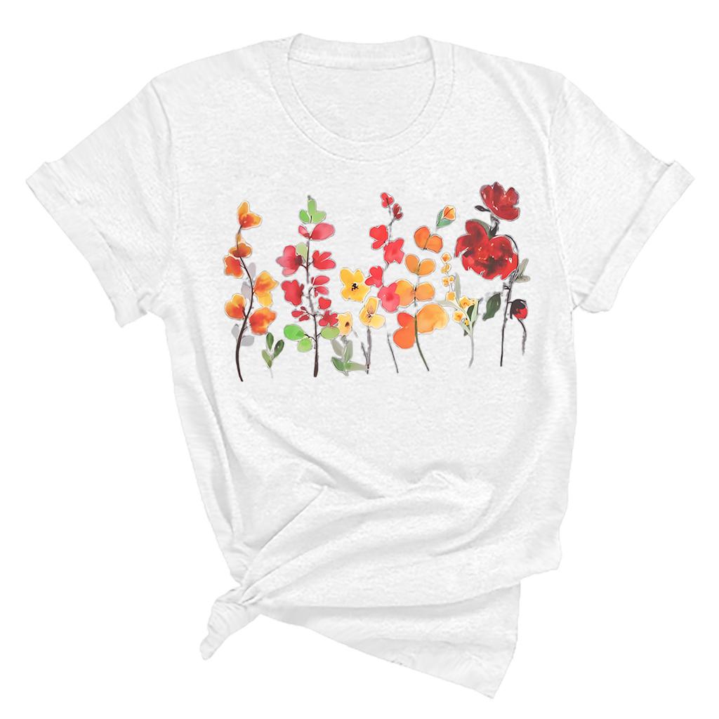 Women's Oversized Tops Vintage Girls Trend Printed Fashion Short Sleeve O Neck Cotton T-shirt