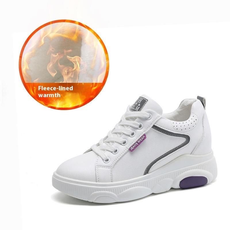 

Women s Spring and Autumn White Shoes Genuine Leather Shoes Thick-soled Sports Casual Shoes Height-increasing Women s Shoes Fashionable and Versatile 40