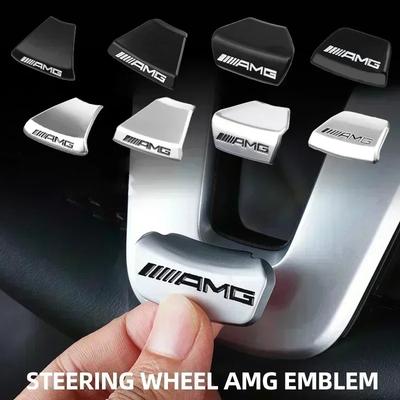 Hett W221 2025 För Mercedes-Benz För AMG-logotyp Rattklistermärke Bilemblem Kåpa Interiörklistermärke Dekal För AMG Mercedes Ben YX4