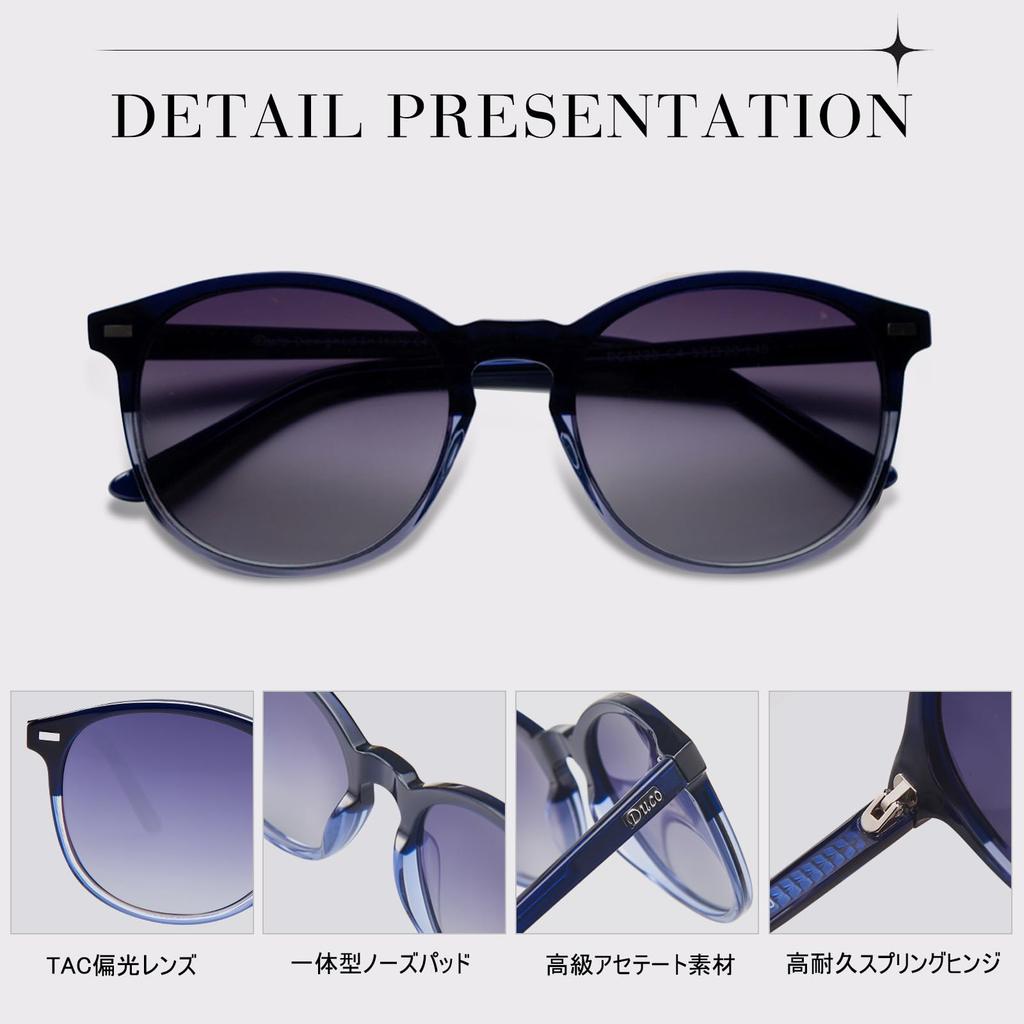 DUCO UV Protection Round UV400 Polarized Fashionable UV Size 1230 Women's Sunglasses, Blue, Protection, Lenses, Design, Protection,