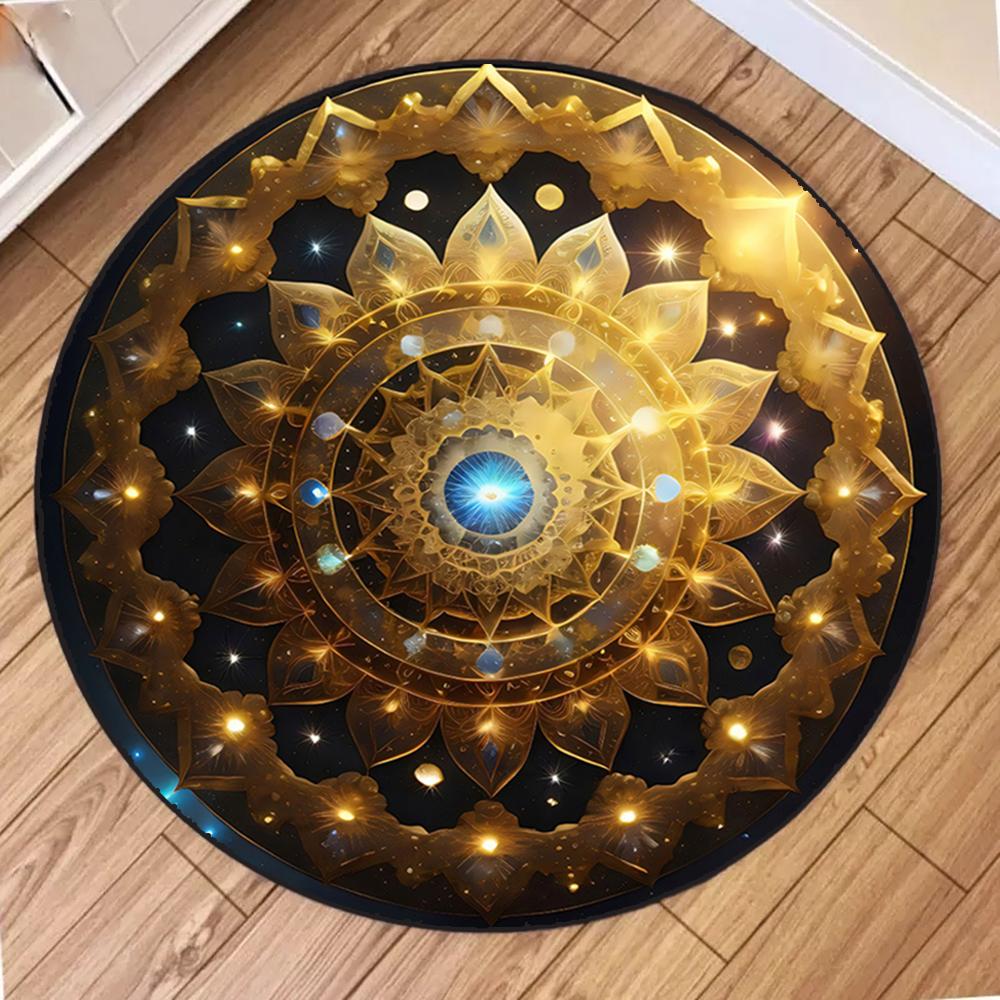 Colorful Mandala Printed Yoga Round Rug Girls Living Room Sofa Rug Home Bedroom Bedside Soft Rug Coffee Table Mat Reading Use
