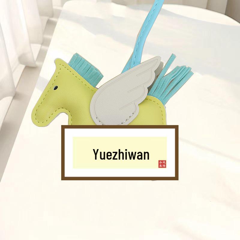 Pegasus Anhänger Schlüsselanhänger: Süßer Quaste, Kontrastfarbe, Cartoon-Einhorn-Anhänger aus Leder