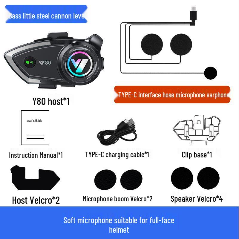 Y80X Bluetooth Motorcycle Helmet Headset with Intercom & Long Battery Life Y80 Helmet Bluetooth Headset