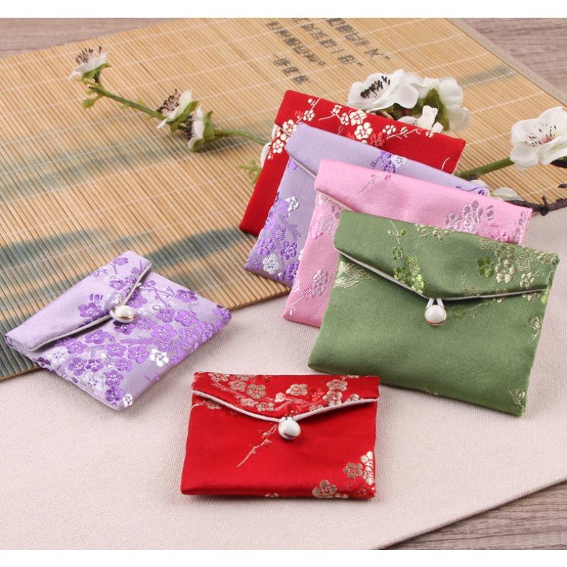 5pcs Fabric art Pouches- Traditional Chinese Brocade Jewelry & Gift Bags, Mini Storage for Weddings, Festivals Home Organization