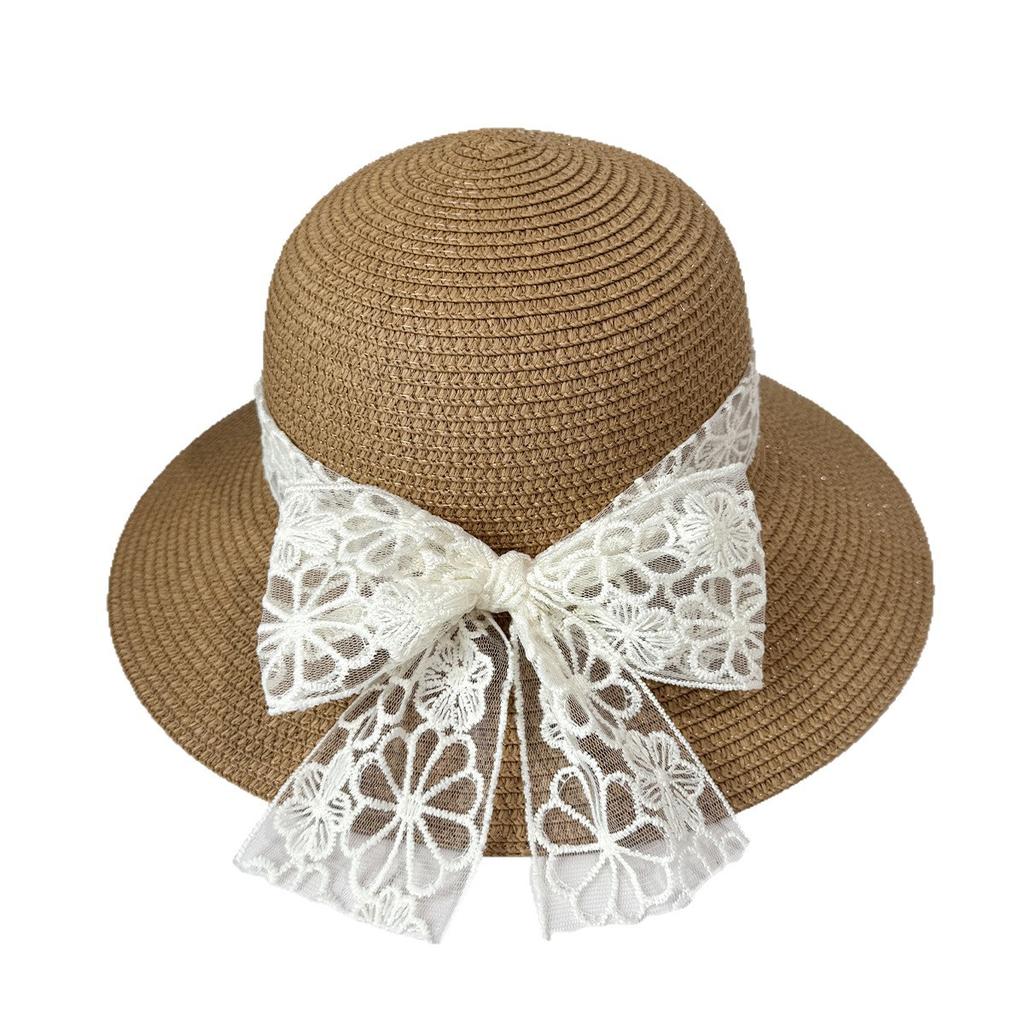 Chapeau de paille d'été petit frais chapeau de soleil tendance sangle à nœud chapeau bob de plage chapeau de soleil de voyage