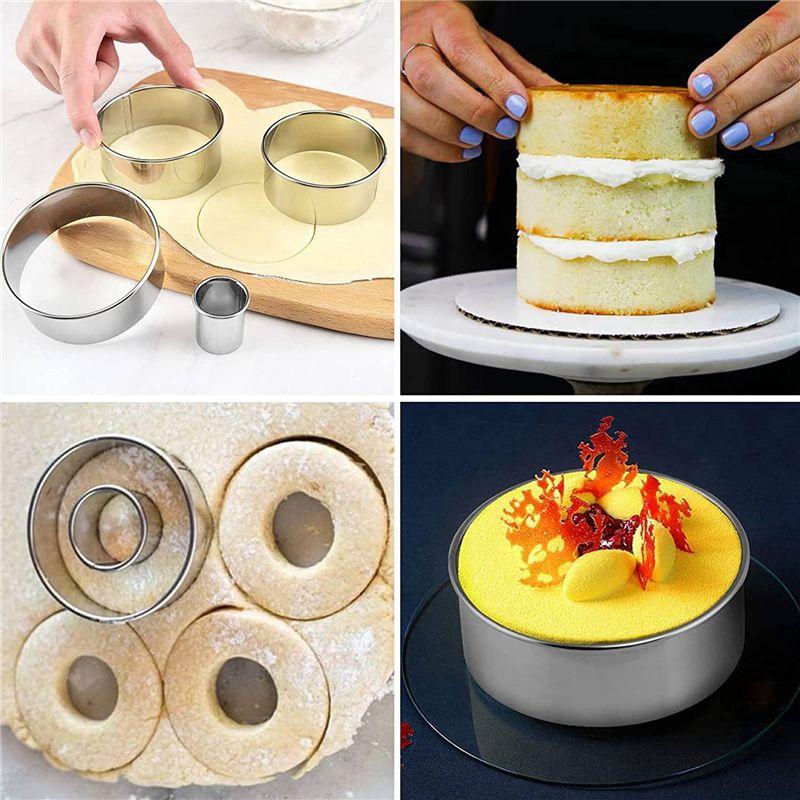 2X Cookie Biscuit Cutter Set, Round Stainless Steel Pastry Rings 24 Pieces With Round Box-B61B