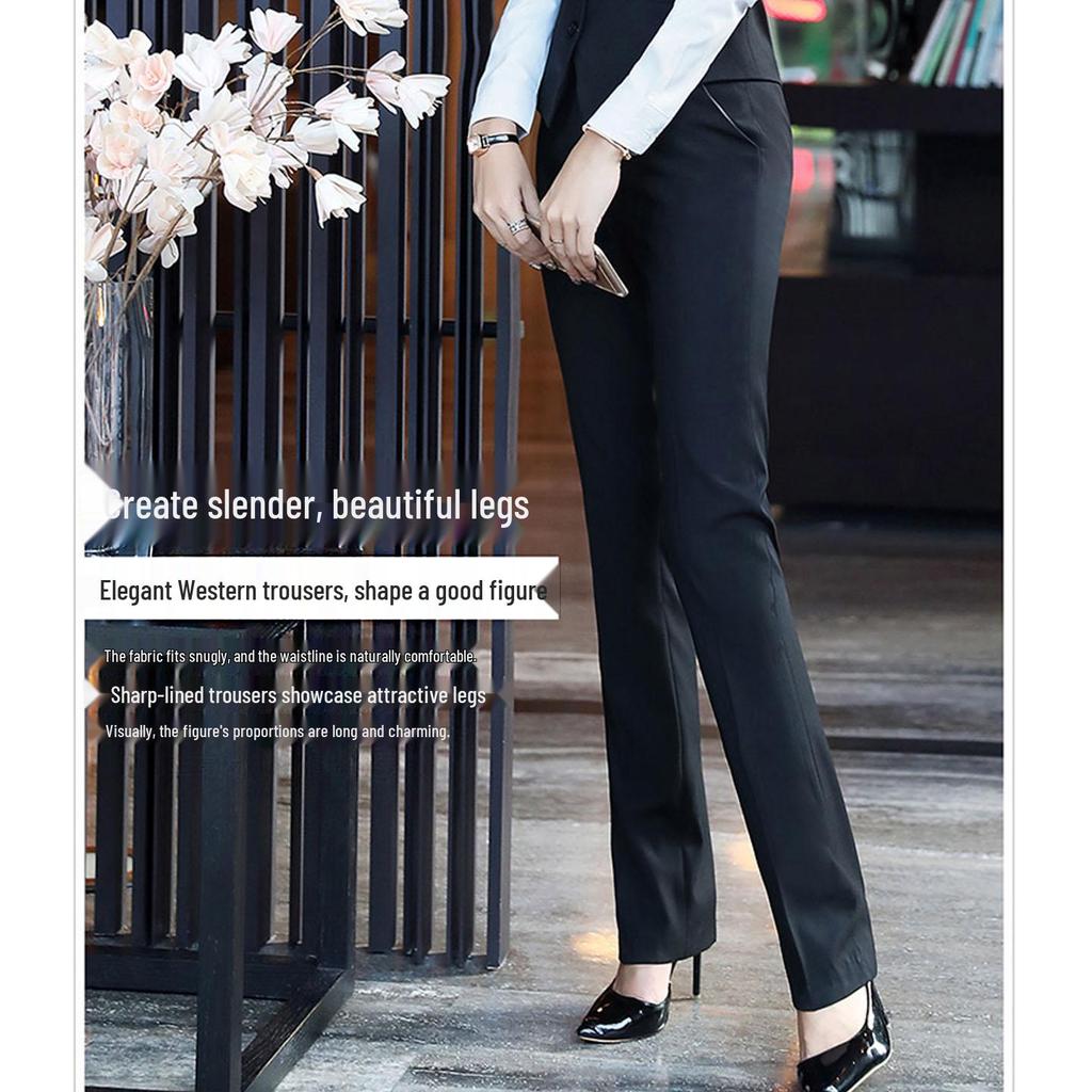 Women's Professional Navy & Black Elastic Suit Trousers