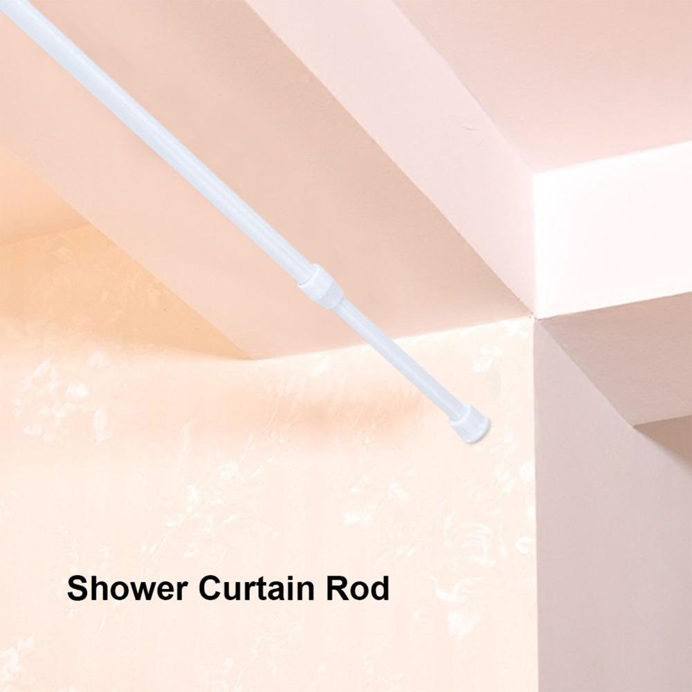 No Drilling Adjustable Shower Rod Carbon Steel Telescopic Rod Pole  Shower Curtain