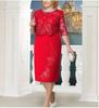 Lace Patchwork Plus Size Dress, Two-Piece Look, Available In Three Colors and Eight Sizes