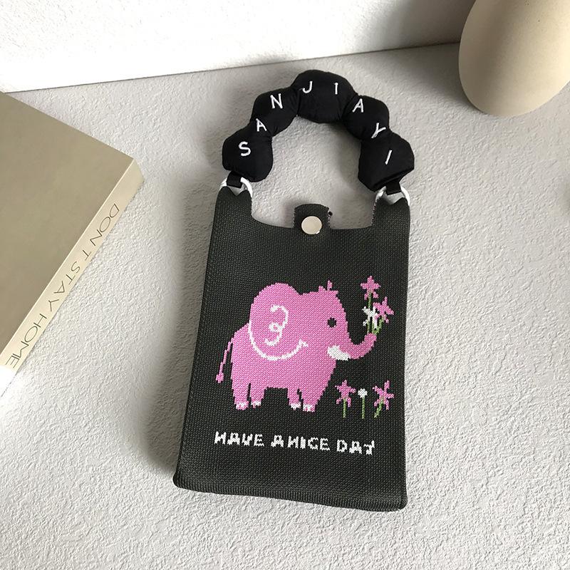 

Мини-вязаная сумка для мобильного телефона с нишевым дизайном, симпатичная мультяшная универсальная портативная сумка через плечо для женщин 15*24cm