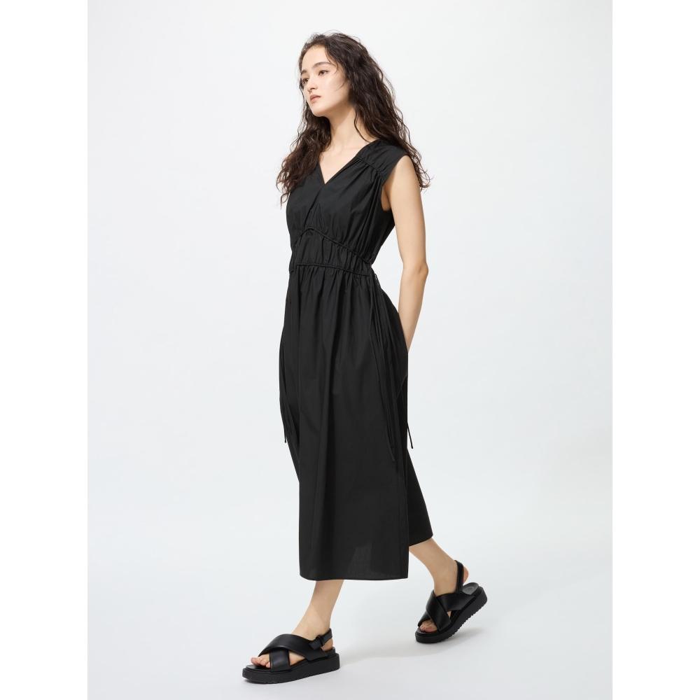 

Хлопковое платье Uniqlo со сборками без рукавов 09 BLACK/WOMEN XS