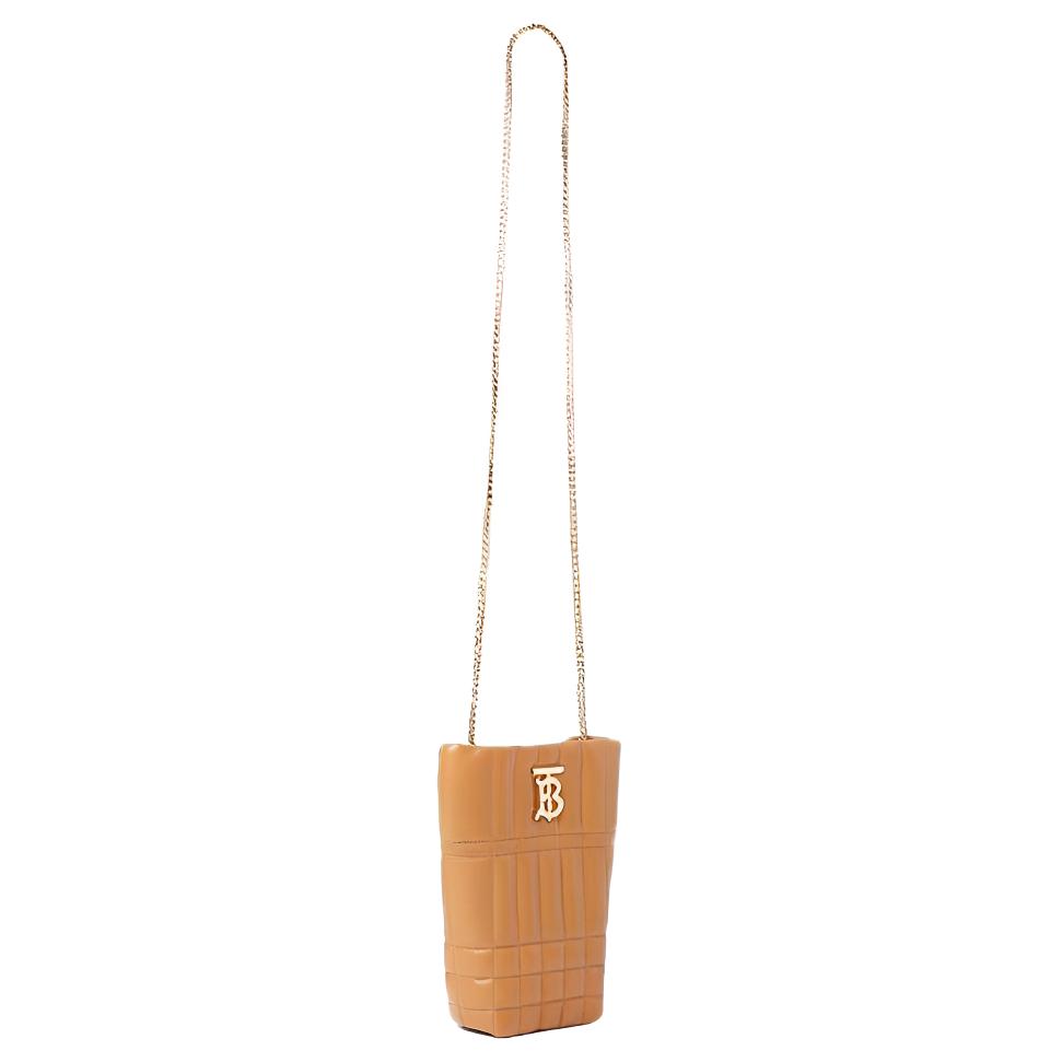 Burberry Lola Bag Hidden Logo Magnetic Buckle Quilted Lambskin Bucket Crossbody Shoulder Bag Women Bags Light-Brown 80610531