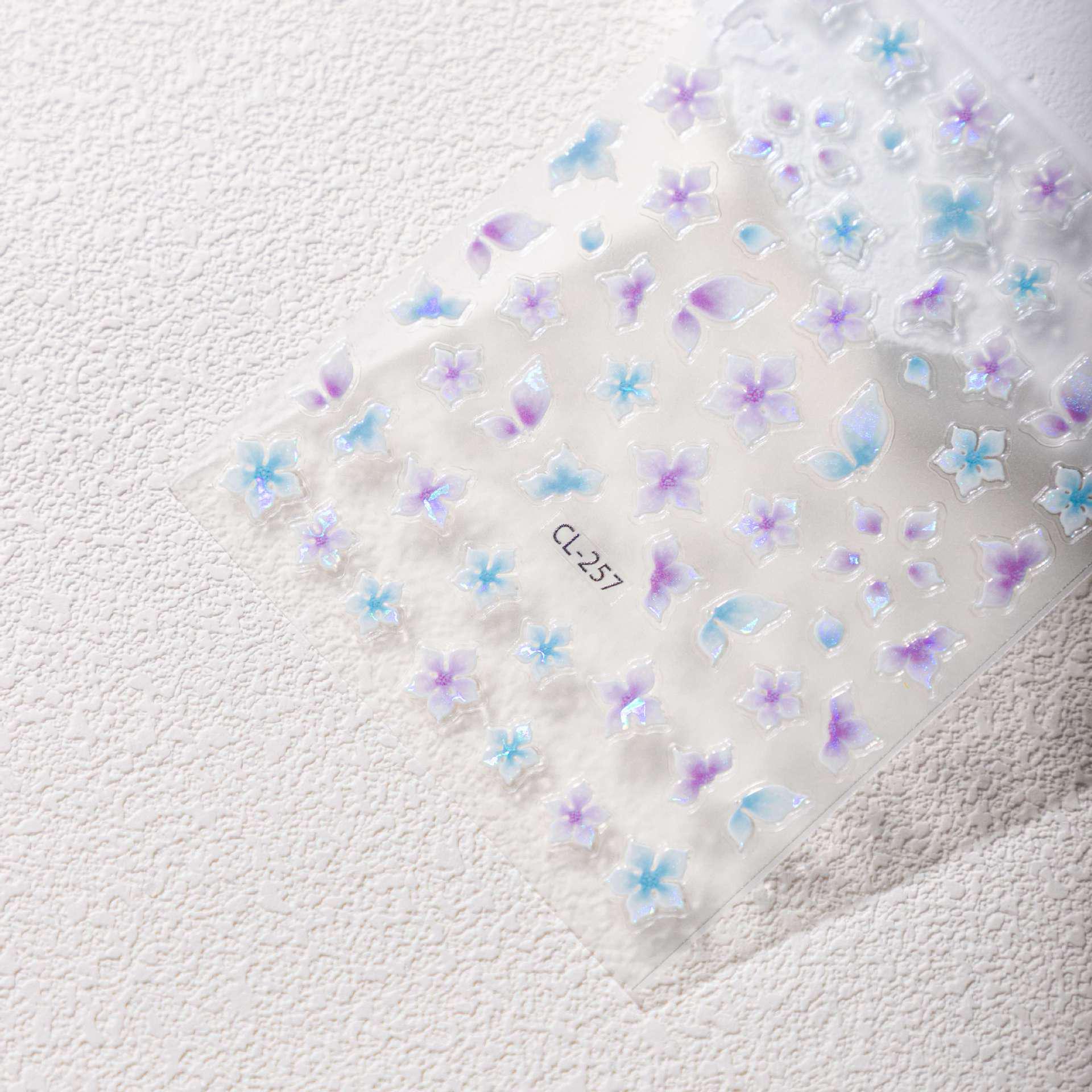 Cyansea Seashell Jelly Flower Nail Art Stickers - Sparkly Solid Colors CL-257