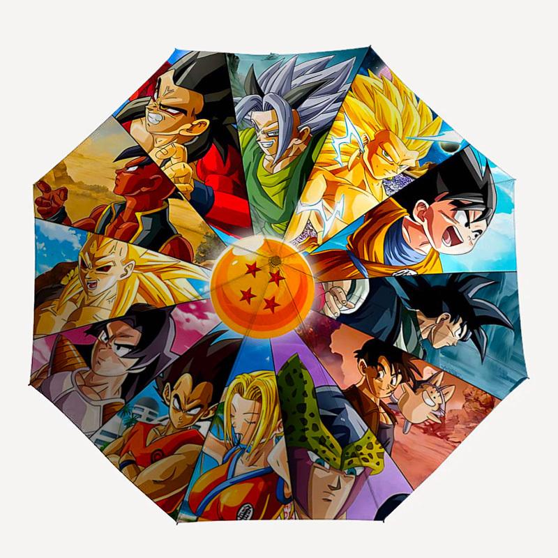 1pc Dragon Ball Z Characters Automatic Folding Umbrella - Portable 3-Fold Design with 8-Bone Iron Frame - Outdoor - Ideal Gift for Fans, Travelers, Ev