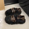 Warm Fluffy Shoes for Women with Thick Soles and Two Pedals To Wear 2025 Winter New Velvet Cotton Shoes Casual Lazy Doudou Shoes