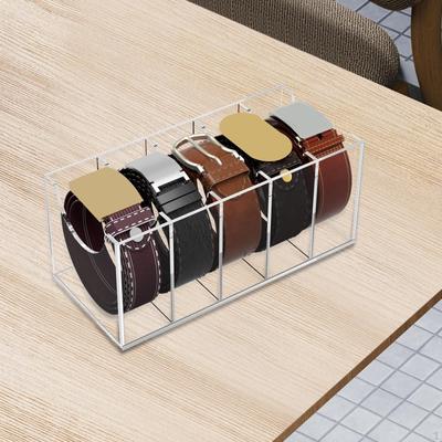 Acrylic Belt Organizer Rack Display Case Wardrobe Box Storage Holder Multi Compartments for Bow