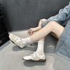 Leather Velcro Mary Jane shoes women's 2025 spring and summer Korean version hollow shallow mouth casual women's single shoes German training shoe