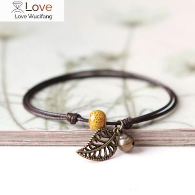 1pcs New Fashion Adjustable Simple Ceramic Bracelets Anklets Female Original Hand -Woven Fashion Anklets Leaf Ceramic Jewelry
