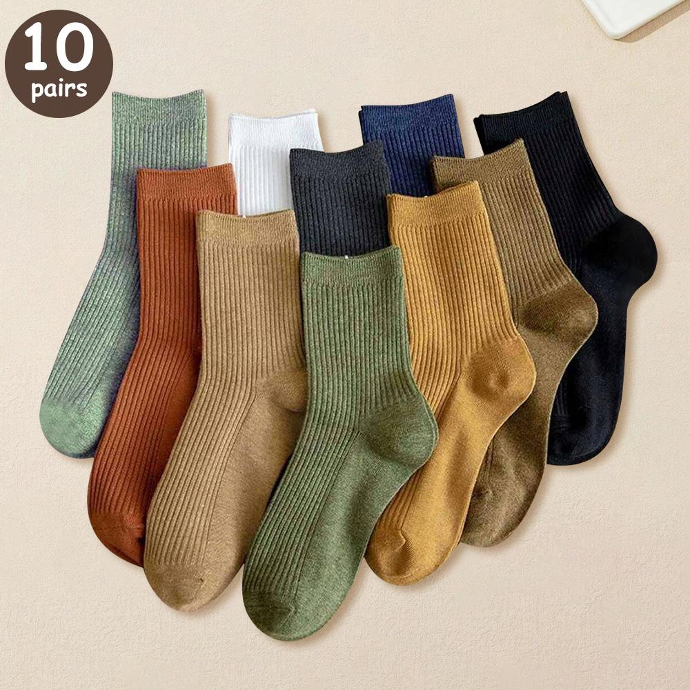 

10 пар однотонных носков женские повседневные дышащие уличные спортивные носки модные школьные носки для девочек One Size
