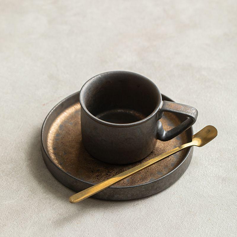 Vintage Japanese Cups Set Ceramic Coffee Cups Set Gold-plated Glazed Personal Cups Small Simple Water Cup Kitchen Supplies