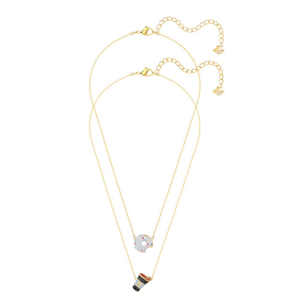 Swarovski Donut & Coffee Gold-Plated Necklace Set 5459142