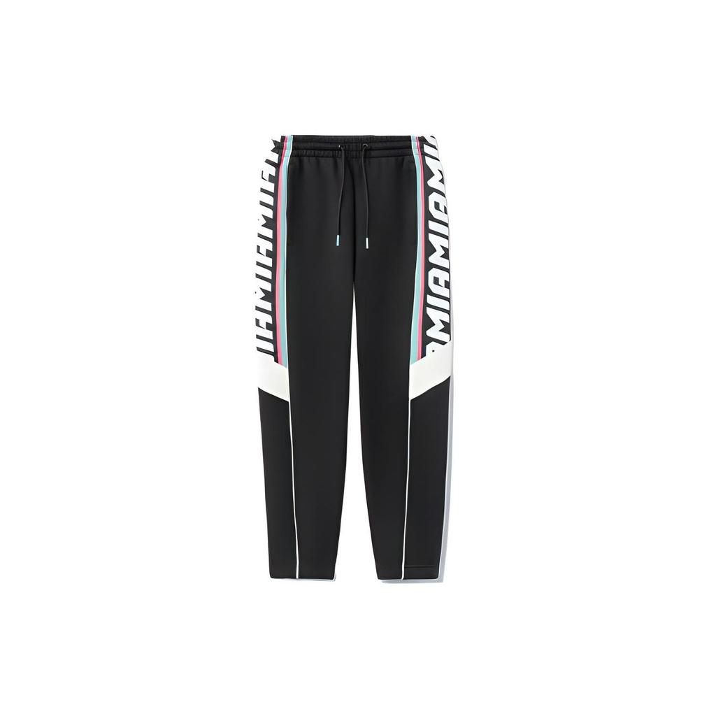 Li Ning Sports Basketball Series Letter Print Straight Leg Sports Pants Men Bottoms Black AKLR943-2