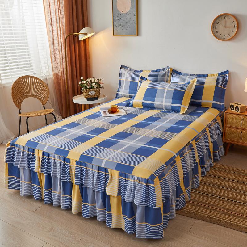 Comfortable, Relaxing, Breathable, Skin-friendly Three-piece Set: One Bed Skirt + Two Pillowcases (without Pillow Core)