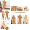 Gingerbread Man Hooded Pajamas Cosplay Costume For Women Boys Girls Xmas