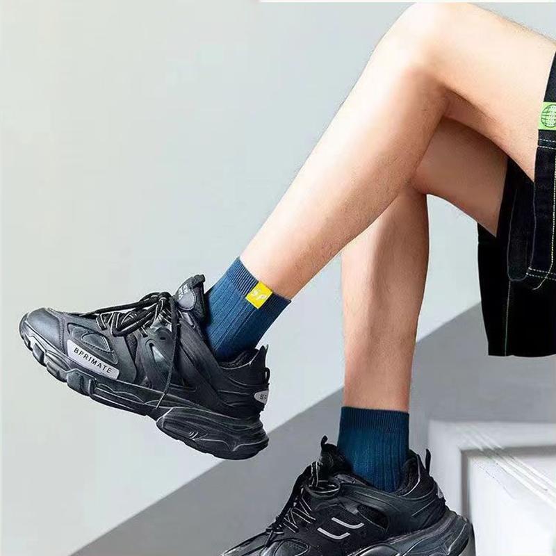 5Pairs Cotton Men's Socks Breathable Casual Sock Solid Color Striped Spring Summer Thin Sweat-absorbing Sports Tube Man Socks