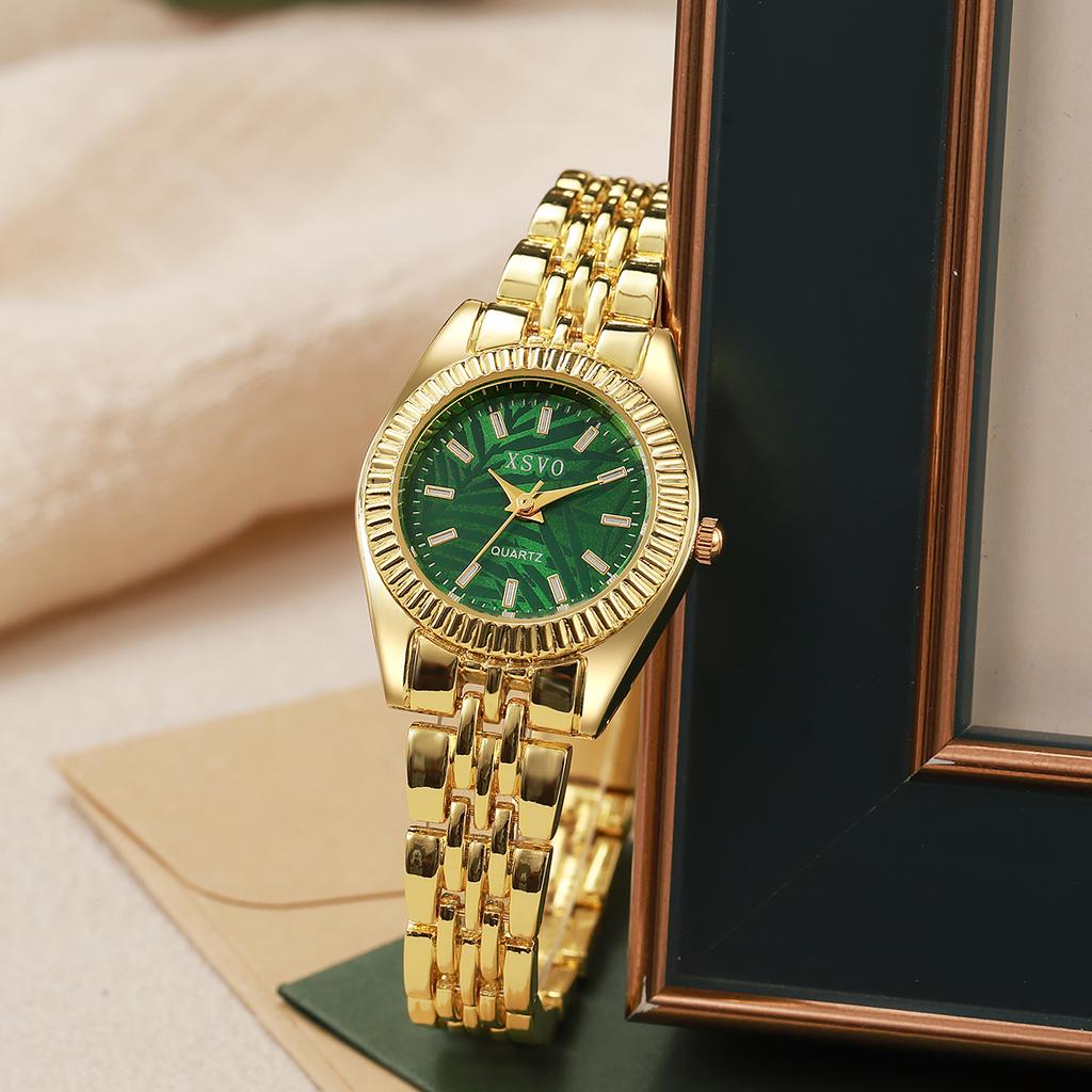 New business fashion trend novel design sense advanced light luxury gold steel strap retro simple ladies quartz watch wristwatch